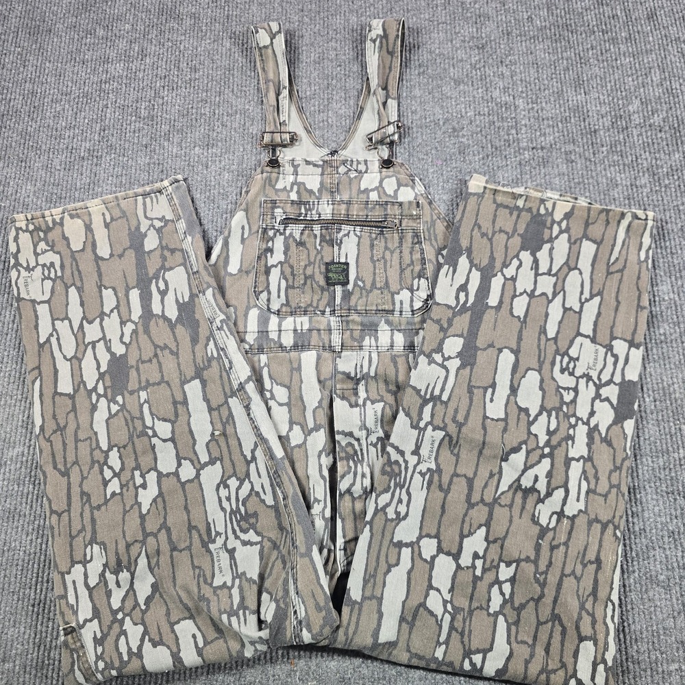 VTG 90s Pointer Brand Overalls Mens 36x30 Trebark Camo Relaxed Straight Denim